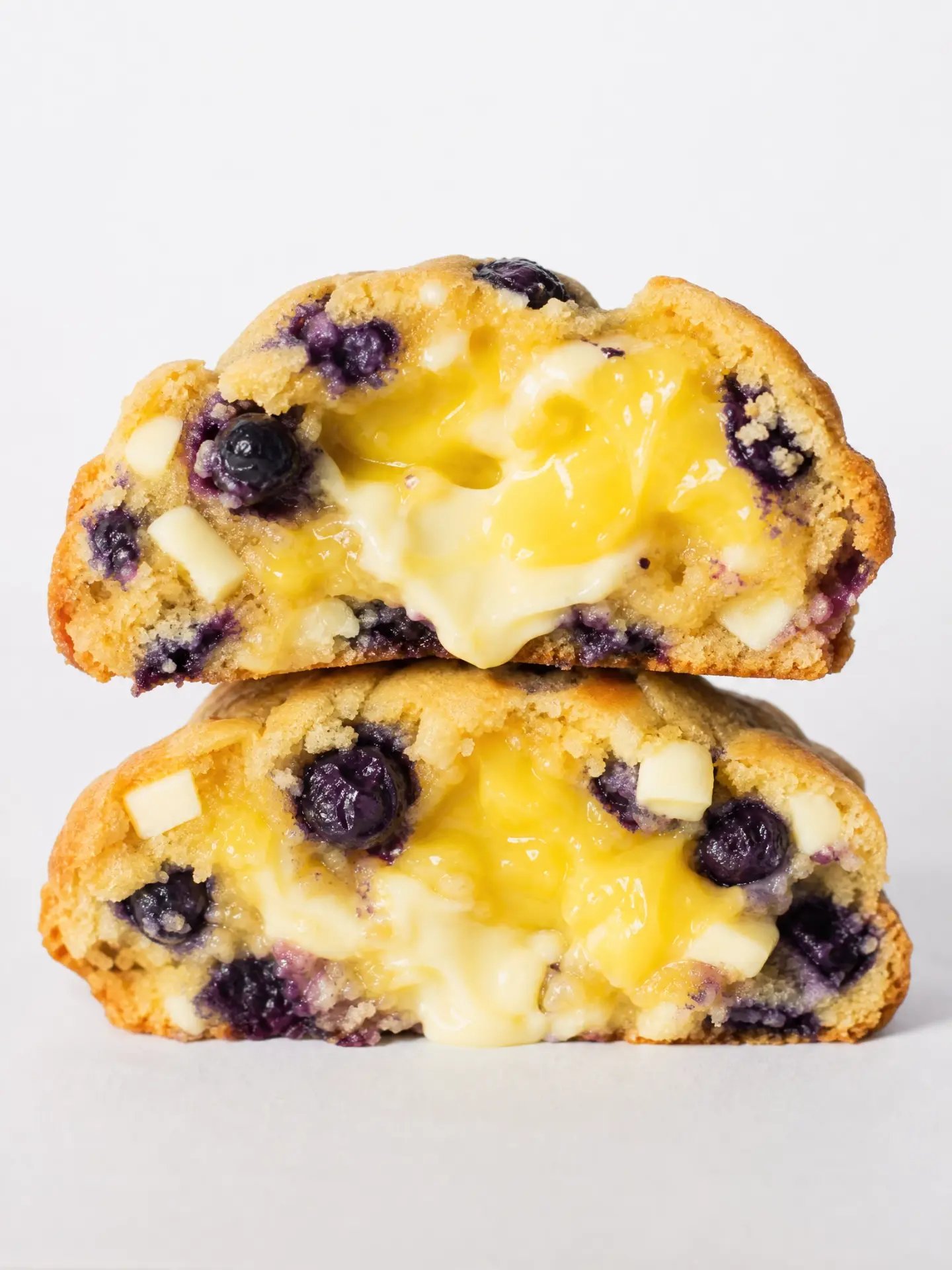 Cookie de limão com mirtilo e creme amarelo