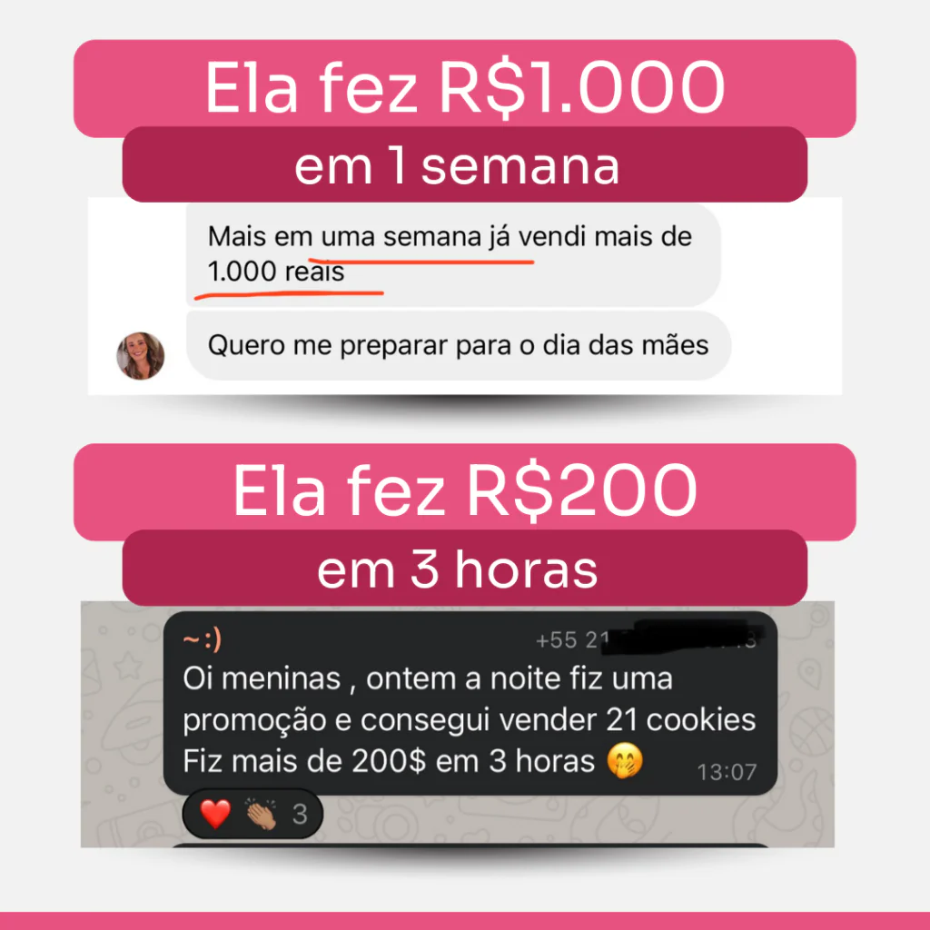 Depoimento: alunas faturaram R$1.000 em uma semana e R$200 em 3 horas
